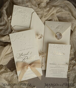 WEDDING INVITATIONS embossed invites  Bespoke Embossed Blind Ivory Gold Wedding Invitation, Golden Ecru deboss Floral Wedding Invitation, Modern Garden Debossed Invitation suite, Cotton paper wedding invitation suite, Wedding Invitations golden27