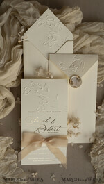 WEDDING INVITATIONS embossed invites  Bespoke Embossed Blind Ivory Gold Wedding Invitation, Golden Ecru deboss Floral Wedding Invitation, Modern Garden Debossed Invitation suite, Cotton paper wedding invitation suite, Wedding Invitations golden27