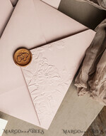 WEDDING INVITATIONS embossed invites  Fine Art Embossed  Blind Blush Pink Gold Wedding Invitation, Golden deboss Roses Floral Wedding Invitation, Boho Ecru Debossed Invitation suite,  Gold Foil wedding invitation suite,  Wedding Invitations golden19