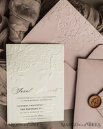 WEDDING INVITATIONS embossed invites  Fine Art Embossed  Blind Blush Pink Gold Wedding Invitation, Golden deboss Roses Floral Wedding Invitation, Boho Ecru Debossed Invitation suite,  Gold Foil wedding invitation suite,  Wedding Invitations golden19