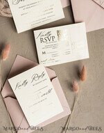 WEDDING INVITATIONS embossed invites  Fine Art Embossed  Blind Blush Pink Gold Wedding Invitation, Golden deboss Roses Floral Wedding Invitation, Boho Ecru Debossed Invitation suite,  Gold Foil wedding invitation suite,  Wedding Invitations golden19