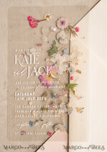 WEDDING INVITATIONS plexi acrylic mirror Blush Pink Clear real flowers Wedding Invitations, Elegant Garden  pampass gras Wedding Cards, Velvet  transparent  Wedding Invites,  Wedding Invitation Suite18