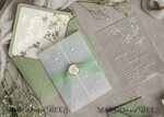 WEDDING INVITATIONS plexi acrylic mirror Sage Green Frozen Transparent Baby Breath Wedding Invitations, Elegant Garden Gypsophila Wedding Cards, Greenery Acrylic  Wedding Invites, Clear Plexi Wedding Invitation Suite15