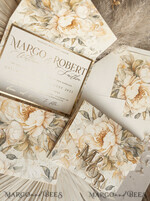 WEDDING INVITATIONS 3 fold wedding invitations  3 fold Luxury Mirror gold Wedding Invitations, Elegant Ivory Wedding Cards, Glamour Acrylic Monogram  Wedding Invites, Mirror Plexi Wedding Invitation Suite33