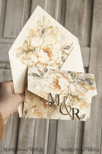 WEDDING INVITATIONS 3 fold wedding invitations  3 fold Luxury Mirror gold Wedding Invitations, Elegant Ivory Wedding Cards, Glamour Acrylic Monogram  Wedding Invites, Mirror Plexi Wedding Invitation Suite33