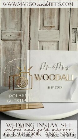WEDDING GUEST BOOKS Instax Instant Photo Book Pure White Gold Acrylic Wedding Guest Book Personalised and sign set, Velvet white Instant Photo Book Boho Elegant Instax Wedding Photo Guestbook19