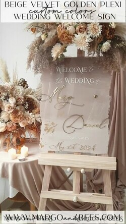 TABLE PLANS AND WEDDING WELCOME SIGNS plexi gold / velvet Acrylic Ombre Beige Wedding Welcome Sign Clear Acrylic and gold Wedding Welcome Sign, Nude Gold Plexi Wedding Welcome Sign, Tan Luxury Wedding Wedding Welcome Sign , Earthy Wedding Signage Golden mirror Wedding Welcome Sign34
