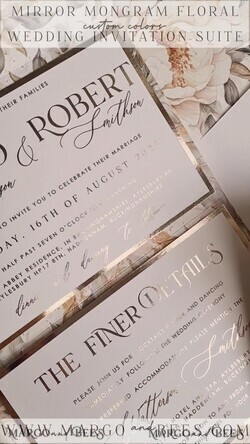 WEDDING INVITATIONS 3 fold wedding invitations  3 fold Luxury Mirror gold Wedding Invitations, Elegant Ivory Wedding Cards, Glamour Acrylic Monogram  Wedding Invites, Mirror Plexi Wedding Invitation Suite33