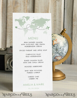  Beach/marine/ Destionation Wedding Theme Travel Passport simple Wedding menu, Wedding program dinner, Elegant Destination menu, Personalized wedding decoration