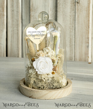  Geldgeschenk zur Hochzeit  Geschenkschachtel für Geld Geldgeschenk zur Hochzeit mit Strauß aus Trockenblumen personalisiert