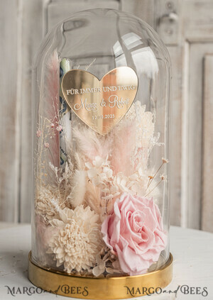  Geldgeschenk zur Hochzeit  Geschenkschachtel für Geld Geldgeschenk zur Hochzeit mit Strauß aus Trockenblumen personalisiert
