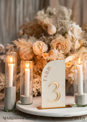  Velvet table Numbers and Decor Acrylic Half Arch Velvet Ivory Wedding Table Numbers, Ecru gold Sign, Gold Plexi Table Numbers, Luxury Beige Wedding Table Decor, Wedding Signage Golden mirror table numbers
