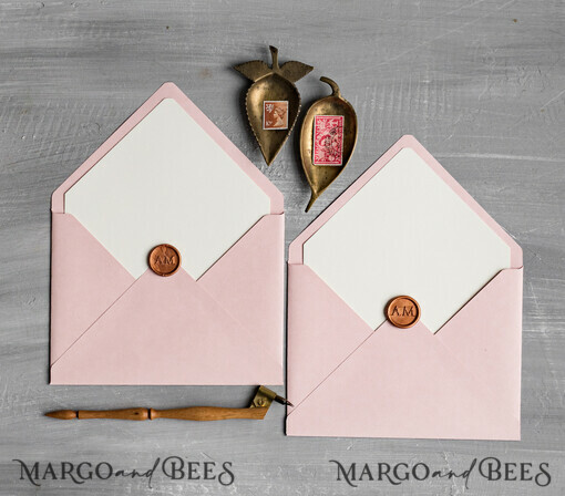WEDDING INVITATIONS Velvet Envelopes  Blush Pink Handmade envelopes with Liner for invitations, handmade Craft Envelopes fo Wedding cards