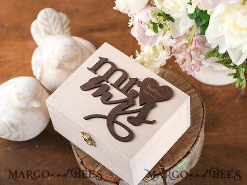 RING BEARER BOXES & PILLOWS Epoxy Wedding rings Box Presonaised Ring Box for wedding bands, wood wedding ring box  • rustic wedding rings box • real flowers in resin luxury ring box