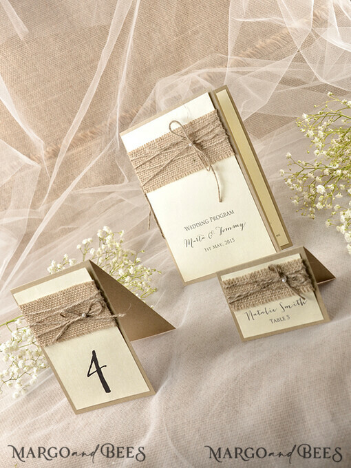 PLACE CARDS / TABLE CARDS Rustic Eco Wedding Place cards Rustic Ivory Wedding Place Cards, Natural Burlap with Burlap Twine Escort Cards, Elegant Black Printout, Delicate Wedding Stationery, Rustic Wedding Name Cards