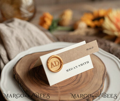 PLACE CARDS / TABLE CARDS Rustic Eco Wedding Place cards Rustic Ecru Wedding Place Cards, Eco Brown Paper with Wax Seal, Minimalistic Wedding Name Tags, Rustic Wedding Stationery, Rustical Escort Cards, Editable Text 