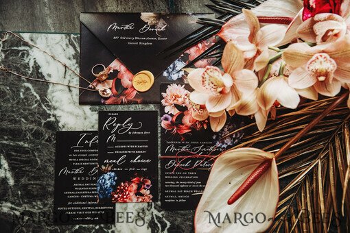 WEDDING INVITATIONS floral / boho / watercolor Best wedding invitations bohemian stationery black boho wedding