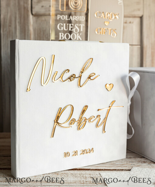 PHOTO ALBUM/ PHOTO BOX  Polaroid-Fotoalbum mit Schreibfläche Samt Polaroid-Fotoalbum mit Schreibfläche, Hochzeitsalbum Samt mit Spiegel-Goldschriftzug, personalisiertes Foto-Gästebuch, Instax-Hochzeitsbuch, Fotoautomaten-Album