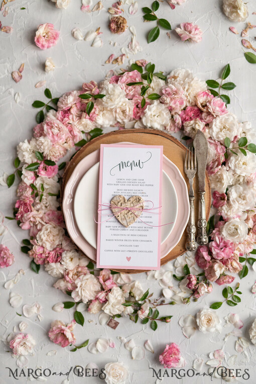 MENU & PROGRAMS rustic Elegant Birch Heart Wedding Menu Cards, Bespoke Pink Wedding Menu, Rustic Wedding Menu with Twine, Barn Wedding Dinner Menu, Romantic Personalized Cards, Simple Rustic Wedding Menu, Elegant White Wedding Menu Cards,  Handmade Wedding Stationery