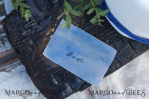 PLACE CARDS / TABLE CARDS Beach/marine/ Destionation Wedding Theme Minimalistic Watercolor Wedding Place Cards, Marine Blue Name Tags For Your Wedding Tables, Elegant Place Tags, Dusty Blue Escort Cards, Editable Text Name Tags