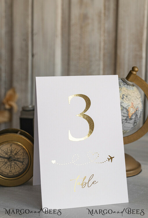 TABLE DECOR SIGNS Beach/marine/ Destionation Wedding Theme Gold Travel Passport Wedding Table Number – Luxury Tent Card, ivory wedding stationery, tent table numbers