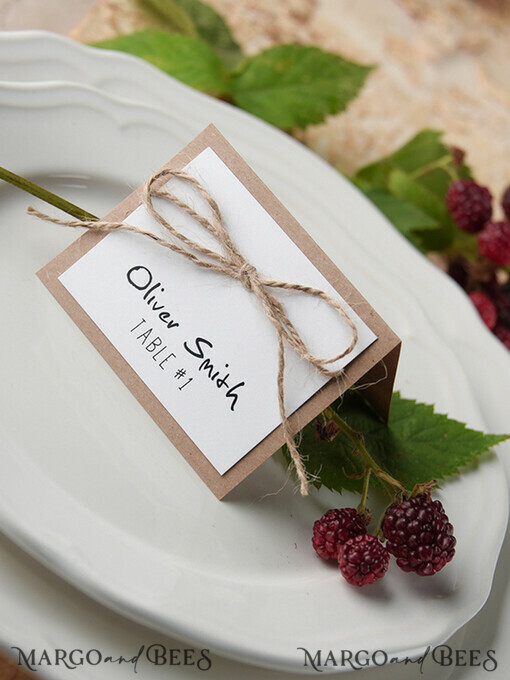 PLACE CARDS / TABLE CARDS rustic and lace Elegant Eco and White Wedding Place Cards with Burlap Twine, White Wedding Name Tags with Eco Paper, Rustic Wedding Stationery, Editable Text Escort Cards