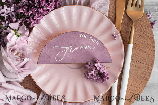 PLACE CARDS / TABLE CARDS Acrylic Gold Clear / Wood 3D Mauve Wedding Place Cards, Modern arch Velvet White Wording Place card without stand, Wedding seat mauve Cards, Velvet white Names Cards, Editable Text, MvS