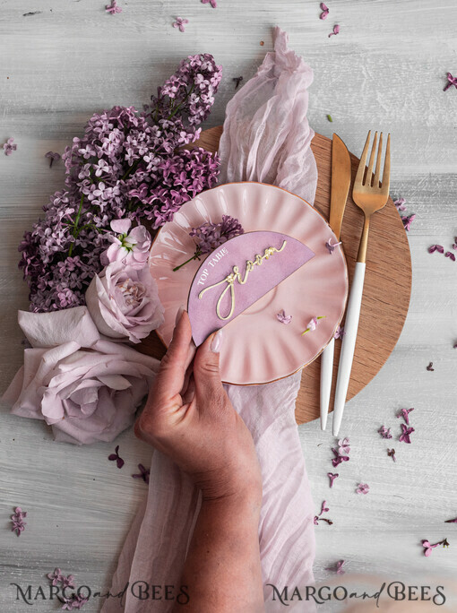 PLACE CARDS / TABLE CARDS Acrylic Gold Clear / Wood 3D Mauve Wedding Place Cards, Modern arch Velvet  Gold Acryl Place card without stand, Wedding seat gold Cards, Velvet Mirror gold Name Card, Editable Text, MvS