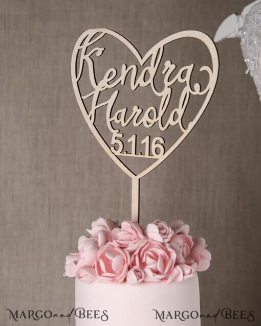 CAKE TOPPER wood wedding cake topper, wooden cake topper