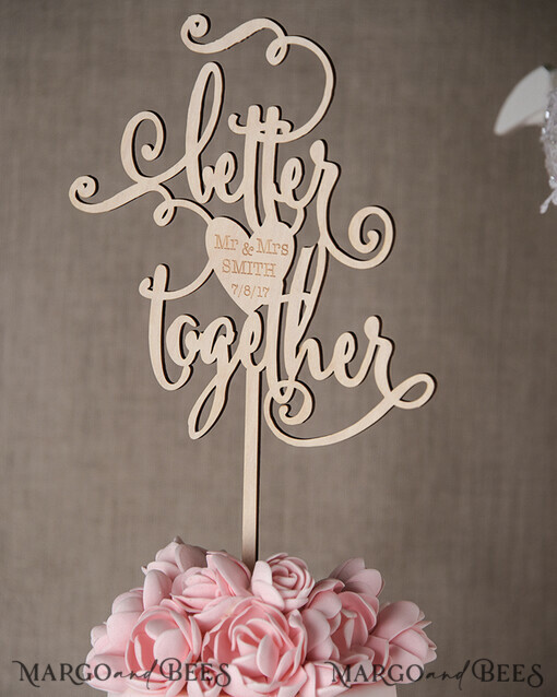 CAKE TOPPER Holz Hochzeitstorte Topper, Holz Tortenspitze