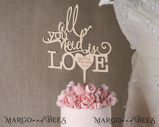 CAKE TOPPER wood wedding cake topper, lasercut wooden cake topper