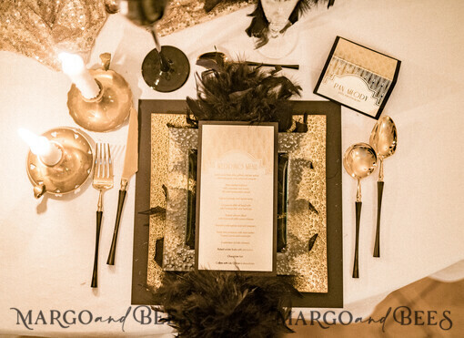 MENU & PROGRAMS glitter/ luxury premium Luxury Golden Shine Wedding Menu, Glamour Gold Foil Wedding Menu Card, Elegant White Wedding Cards, Bespoke Great Gatsby Wedding Menu, Art Deco Wedding Menu, Gold Gatsby Wedding Bar Menu, Roaring 20s Gatsby Party Menu