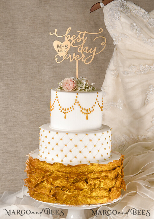 CAKE TOPPER gold cake topper, golden cake topper