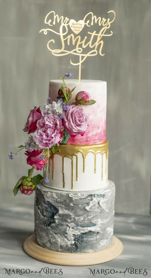 CAKE TOPPER Gold
 Hochzeitstortenfigur, goldene Tortenfigur