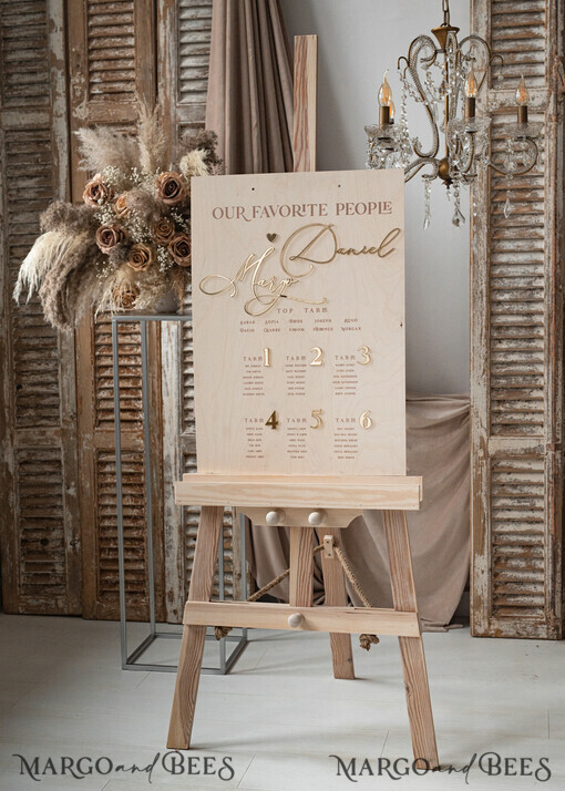 TABLE PLANS AND WEDDING WELCOME SIGNS rustic rustic Wedding Table Plan, Wooden and Gold Modern Seating Chart, 3d Elegant Find Your Seat - Seating Plan, Boho Wedding Table Plan, Wedding Decoration with golden letters - Golden Reception Signage - Custom Ceremony Sign