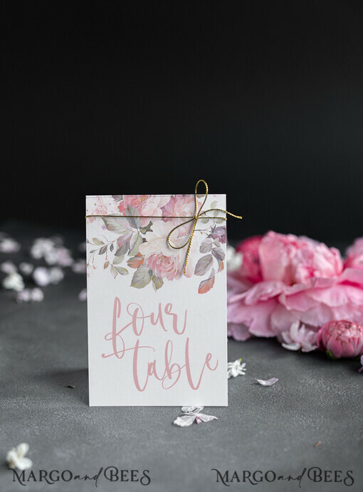 TABLE DECOR SIGNS watercolor Pink Floral Wedding Table Cards, Wedding Signage, Romantic Wedding Table Numbers, Editable Text, Table Decor Wedding Sign, Elegant Personalised Table Numbers 