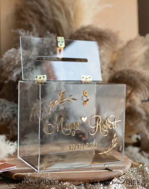  CARD BOXES acrylic Cards box Elegant Clear wedding wishing well acrylic card box with Lock, Personalized Wedding Card Box, Card Box with heart and branch , Wedding Card Box with Lid, Wedding Money Box, Wedding Card Holder 