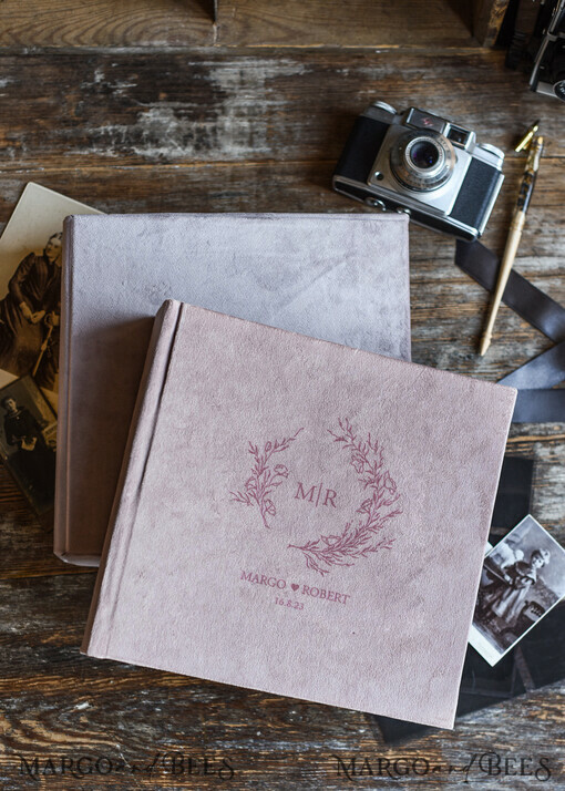 WEDDING GUEST BOOKS Instax Sofortbildbuch Samt personalisiertes Gästebuch mit Samtbox