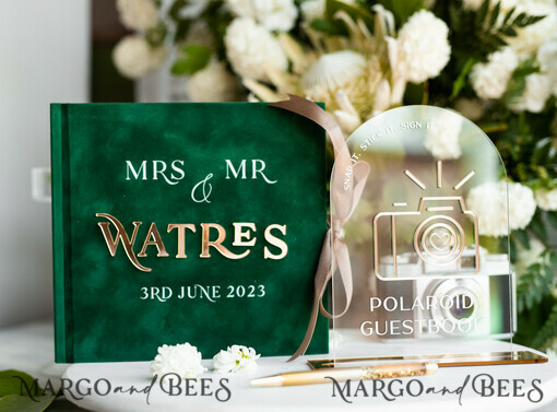 WEDDING GUEST BOOKS Instax Sofortbildbuch Fall beige Gold Acryl Hochzeits-Gästebuch personalisiert und Bogen-Acrylschild-Set, Tan Taupe Samt Sofortbildbuch Boho Elegant Instax Hochzeitsfoto-Gästebuch, Erdfarbener Acryl Instax Gästebuch-Schild, Neutraler Samt Fotobuch.