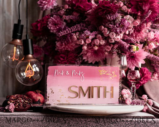 TABLE DECOR SIGNS Acrylic table decor Numbers Acrylic Ombre Pale Pink Mauve Top Table sign,  Gold Mirror Acrylic Sign, Golden Plexi Top Table sign, Luxury Wedding Table Decor, Wedding Signage, editable text