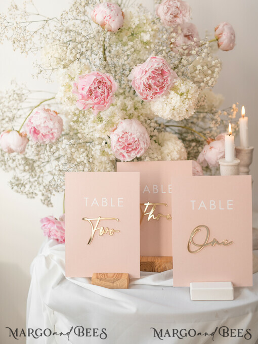 TABLE DECOR SIGNS Acrylic table decor Numbers Wedding table numbers, Pink and Gold Table numbers,  Acrylic table numbers, Set of Table Numbers, Centerpieces Luxury Decorations, Wedding Table Numbers BpPXSet