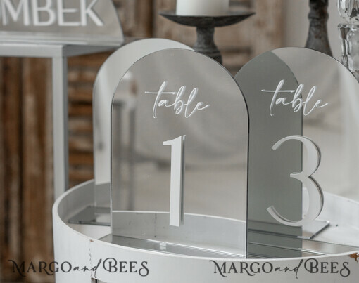 TABLE DECOR SIGNS Acrylic table decor Numbers Arch Acrylic Table Numbers Silver Acrylic Sign, Silver Plexi Table Numbers, Luxury Wedding Table Decor Centerpieces Decorations, SvS