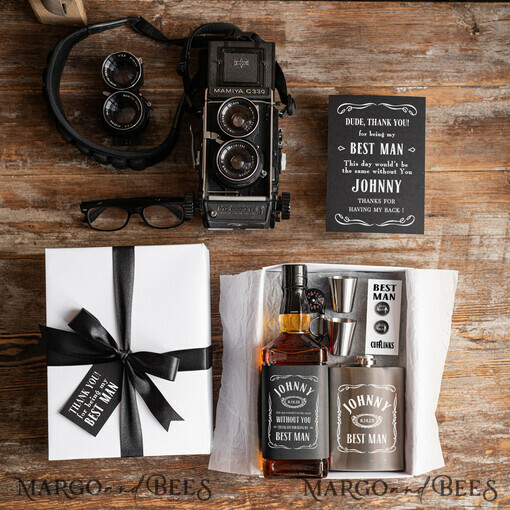 BRIDESMAID/BEST MAN BOX BEST MAN DANKE Luxuriöse Trauzeuge Hochzeitsgeschenkbox, elegante personalisierte Trauzeuge Dankeschön-Box, moderne und maßgeschneiderte Hochzeitsantragsbox für den Trauzeugen mit einer Frage- oder Dankeskarten.