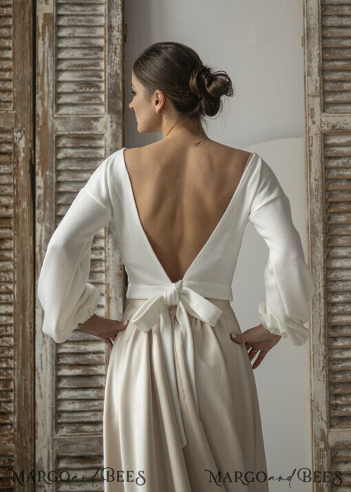 BRIDE bolero, robes, garter WEDDING BOLERO & SHRUGS Wedding Bolero Long Sleeve, Wedding Puff Sleeve Shrug, Bridal wedding Coverup,  Wedding Dress Topper, Bridal Capelet