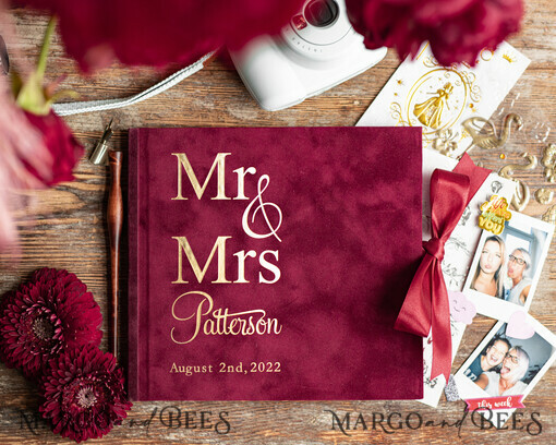 WEDDING GUEST BOOKS Velvet Instax Guestbook Luxury Burgundy Instax velvet Wedding GuestBook Gold, Large Instant Wedding Guest Book, Polaroid velvet Guestbook Maroon wedding