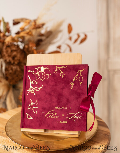 WEDDING GUEST BOOKS Velvet Instax Guestbook Boho Burgundy Instax velvet Wedding GuestBook Gold, Large Instant Wedding Guest Book, Maroon Polaroid velvet Guestbook Marsala Golden wedding