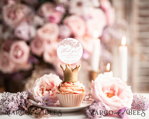 TEMPLETT wedding stationery Modern Round Favor Tag Template, Round Favor Tag Template, Editable Thank You Tag, Printable Wedding Gift Tags, Party Shower Tags, WRoses8