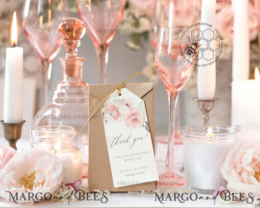 TEMPLETT wedding stationery Romantic Favor Tag Template, Greenery  Favor Tag Template, Editable Thank You Tag, Printable Wedding Gift Tags, Party Tags, WRom1