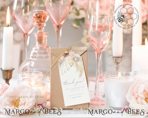 TEMPLETT wedding stationery Boho Favor Tag Template, Rustic Favor Tag Template, Editable Thank You Tag, Printable Wedding Gift Tags, Party Tags, WPam5