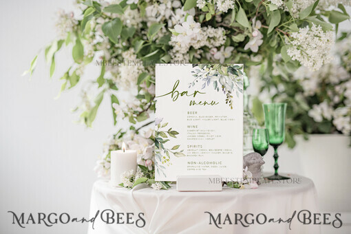 TEMPLETT wedding stationery Modern drink bar menu template, Drinks Signs editable, Instant download Sage Green Table Signs Garden Drink Bar Menu Sign  Printable, WGreen4